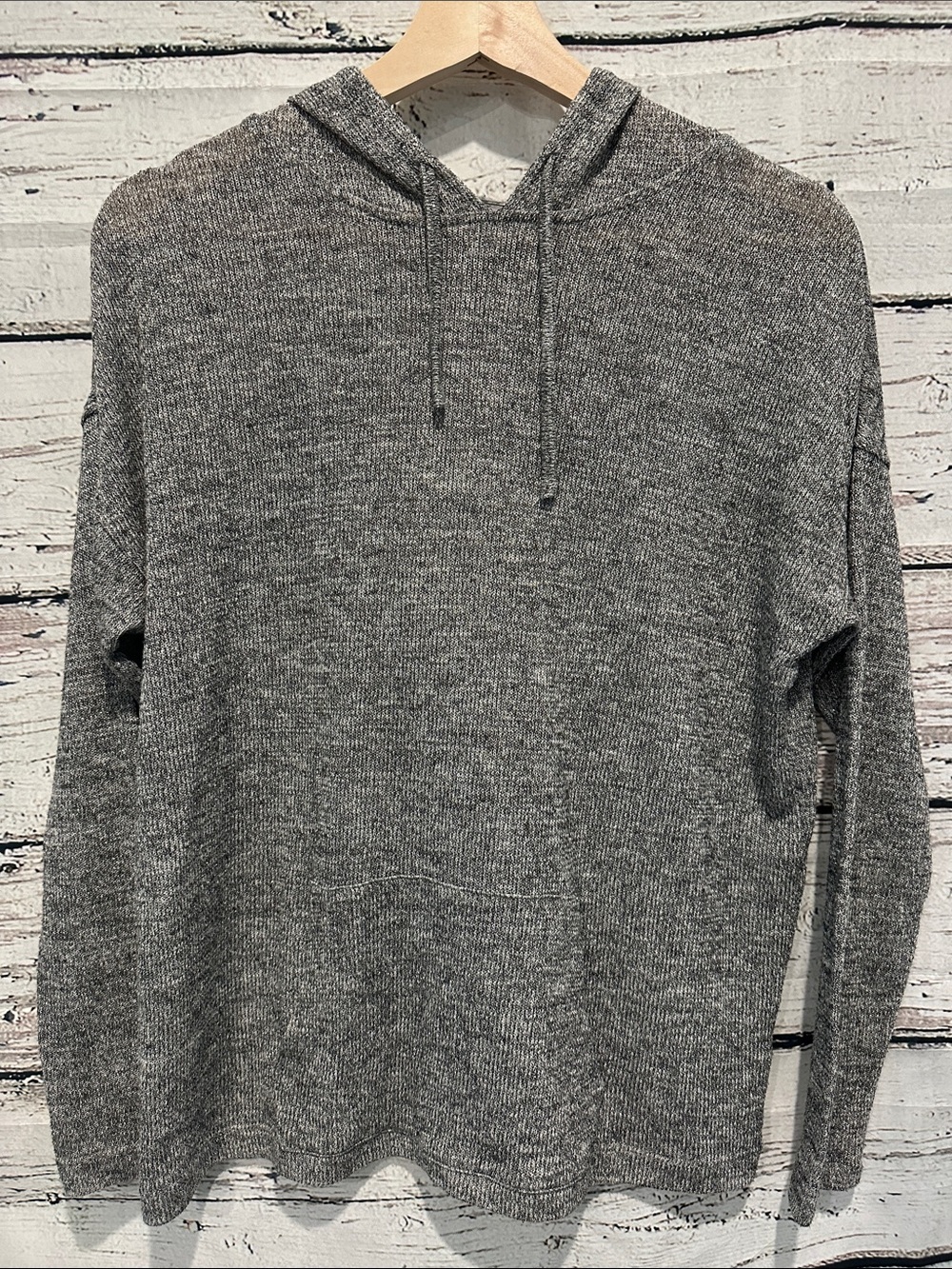 Bass Silver Grey Ribbed Knit Hoodie